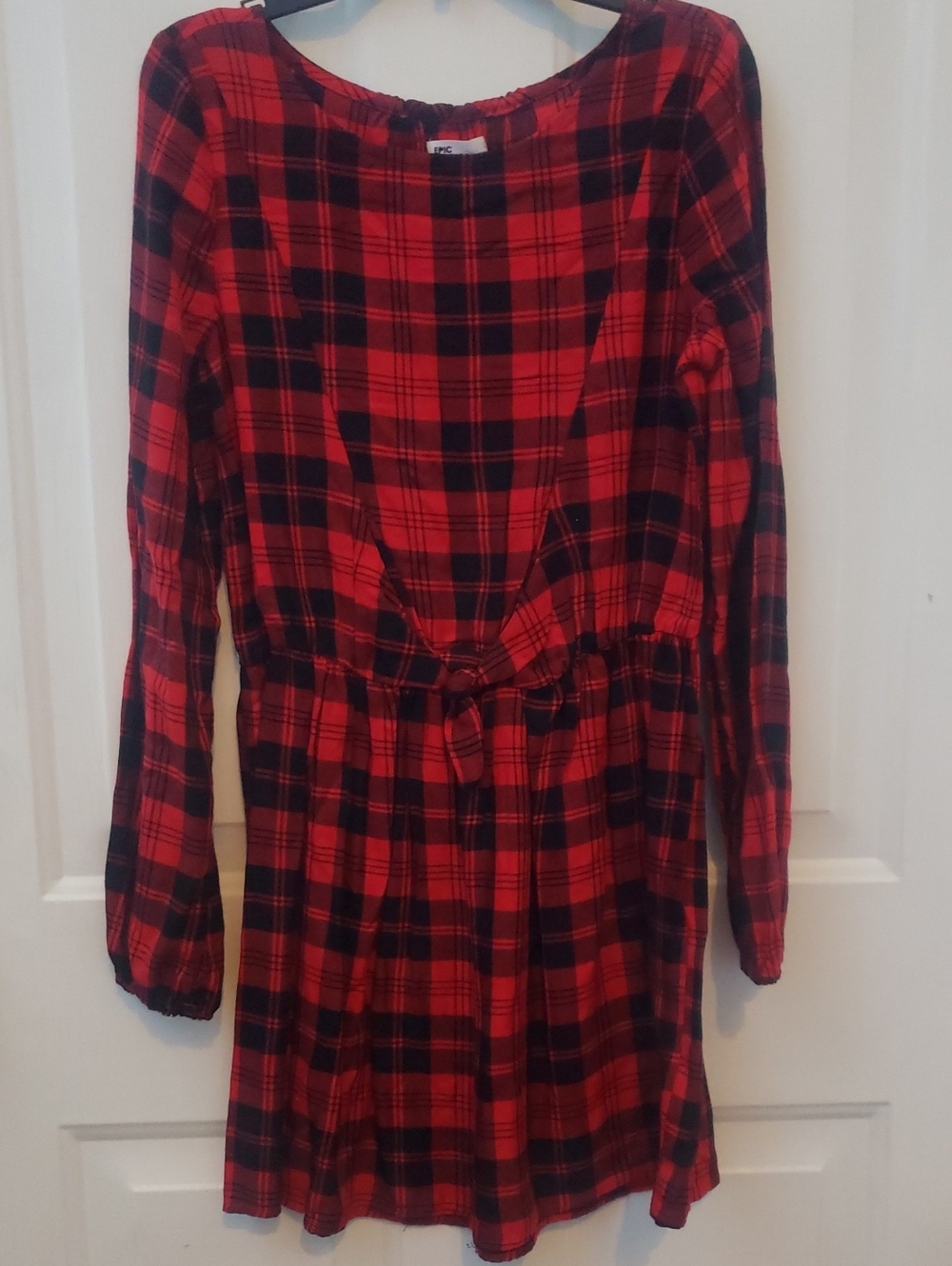 Epic Threads Girls Red and Black Plaid Long-Sleeve Dress NWT